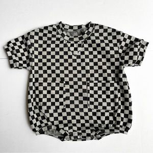Checkered short sleeve bodysuit 12m